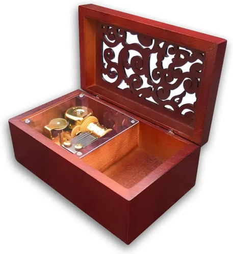 BinkeGG Caja de Música y Joyero de Madera Calada de Cuerda con Mecanismo Musical Sankyo, Melodía: Howl's M0ving Castle (Merry Go Round of Life)