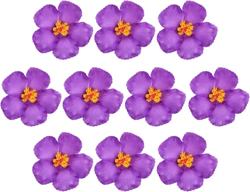 Miniatura 13 de HOMSFOU 10 piezas de flores tropicales de hibisco sintético, decoraciones florales hawaianas para interiores y exteriores, suministros de fiesta