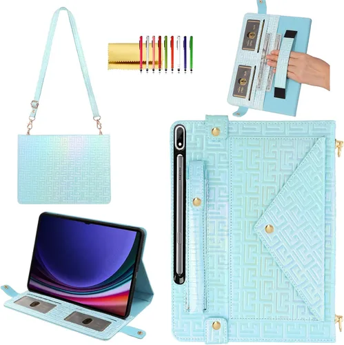 Miniatura 36 de Bolso Funda para Samsung Galaxy Tab S10 FE/S9 FE 10.9"/S9/S8/S7 11", Techcircle Folio con Soporte Cruzado, Billetera con Ranura para Lápiz S Pen