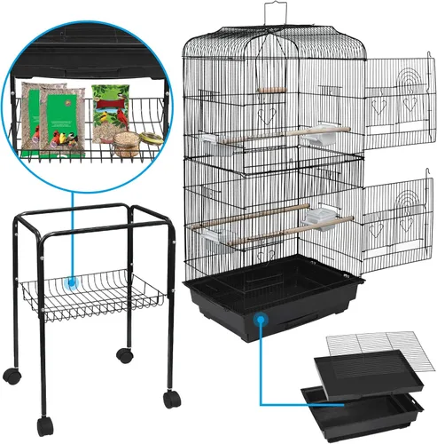 Miniatura 5 de SUPER DEAL 59.3 - Jaula grande de hierro forjado para cacatúa Sun Conure, periquito, pinzón, Budgie, Lovebird, Canary, casa mediana para mascotas