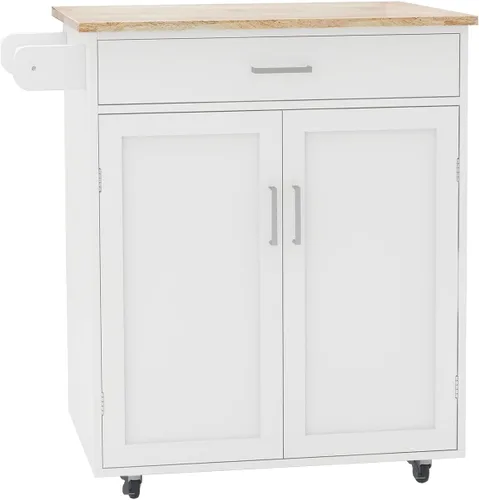 Miniatura 9 de Pequeña isla de cocina sobre ruedas, carrito rodante, carrito de servicio, armario de almacenamiento con cajón de almacenamiento, toallero y 22.4