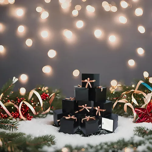 Miniatura 5 de 12 cajas de regalo de Navidad con tapas, cajas negras para cumpleaños, bodas, día de San Valentín, Navidad, aniversario (negro, 4 x 4 x 4 pulgadas)