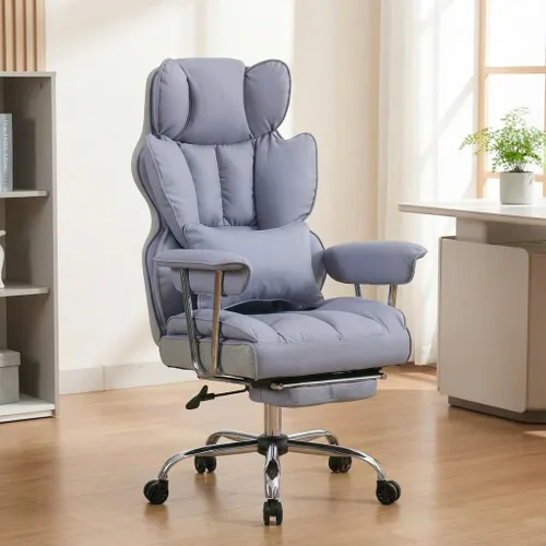 Miniatura 11 de Silla de oficina grande y alta de 400 libras, silla de escritorio ejecutiva resistente con reposapiés, silla ergonómica de piel sintética con Blanco