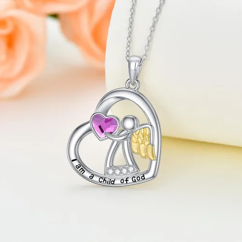 Miniatura 2 de AOBOCO Collar de plata de ley 925 con ángel guardián, joyería de cumpleaños para mujeres y ella