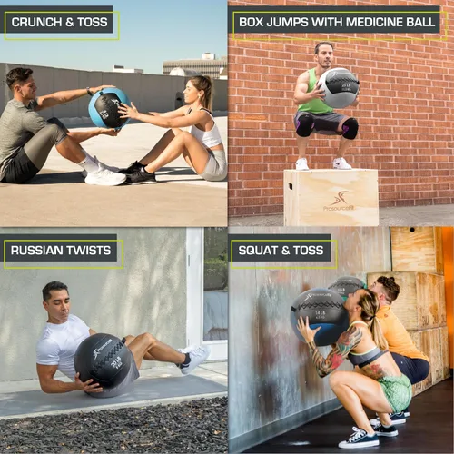 Miniatura 6 de ProsourceFit Bolas medicinales blandas, bolas de pared y ejercicios dinámicos de cuerpo completo, pesos codificados por colores: 6, 10, 14, 20 Lb.