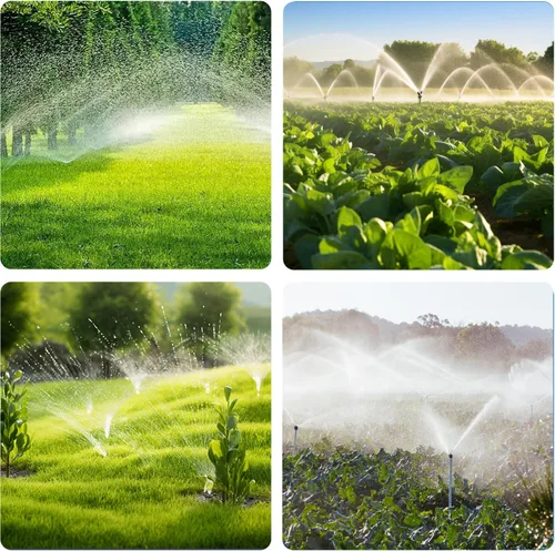 Miniatura 6 de Yahpetes 9 boquillas de nebulización de jardín de 1/2 pulgada ajustables para césped de jardín, boquilla de nebulización de rociado de agua de 360