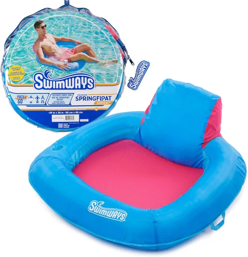 Miniatura 9 de SwimWays Spring Float Premium SunSeat Sillas de Piscina, Flotadores de Piscina Inflables para Adultos con Inflado Rápido para Edades de 15 años