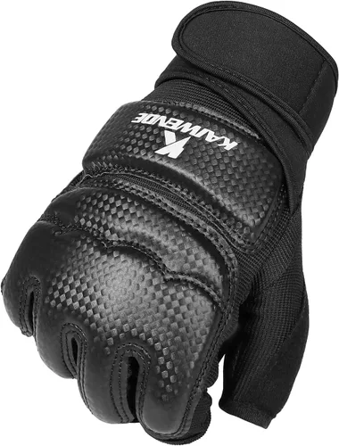 Miniatura 3 de Guantes de kickboxing de medio dedo, también aptos para entrenamiento de taekwondo, entrenamiento ligero, Muay Thai, artes marciales (Karav MAGA)
