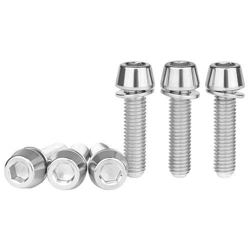 Miniatura 9 de Tornillos hexagonales de titanio M5x20mm con arandela Allen para vástago de bicicleta, paquete de 6 unidades (negro)