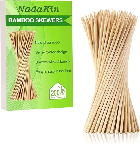 Miniatura 11 de 200 PIEZAS pinchos de bambú, palitos de comida de 6 pulgadas para aperitivos, frutas, brochetas a la parrilla, palillos de cóctel para bebidas