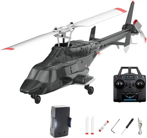 Modelo de helicóptero RC, A61 escala 1/53 Air-Wolf 2.4G 4CH avión RC de un solo rotor con retención de altitud de flujo óptico (versión RTF/blanco y
