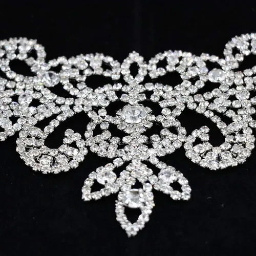 Miniatura 3 de Jerler Apliques de diamantes de imitación, elegante cinturón de diamantes de imitación de cristal plateado para coser en vestido de novia cinturón