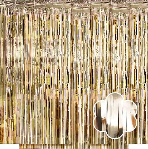 Miniatura 9 de Paquete de 5 cortinas de papel de aluminio negro de 3.2 x 9.8 pies, cortinas de oropel metálico con flecos, telón de fondo para cabina de fotos