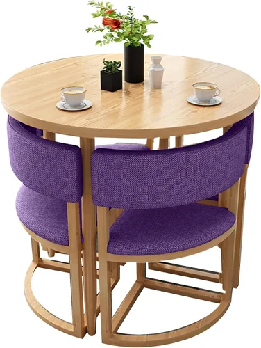 Miniatura 17 de Mesa de cocina y sillas para 4, juego de mesa redonda de comedor para 4, negociación de conferencias pequeñas, 1 mesa y 4 sillas, mesas de café