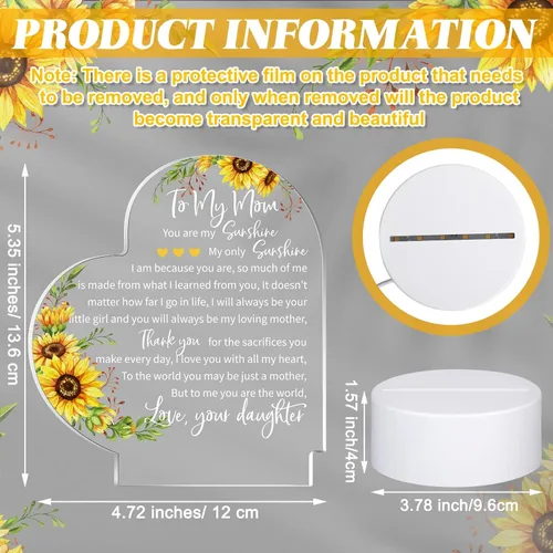 Miniatura 2 de Jetec Regalos de cumpleaños para el día de la madre de parte de hija, hijo, Navidad, regalo de agradecimiento para mamá, girasol, grabado, lámparas