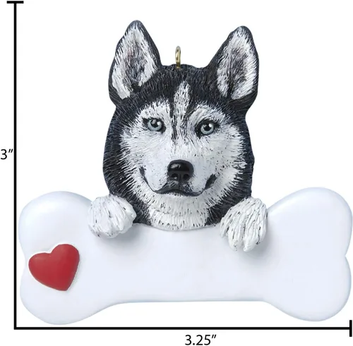 Miniatura 4 de Adornos de Navidad personalizados para perros 2024 – Adornos navideños de hueso de perro Husky para amantes de los perros, adorno de primera Navidad