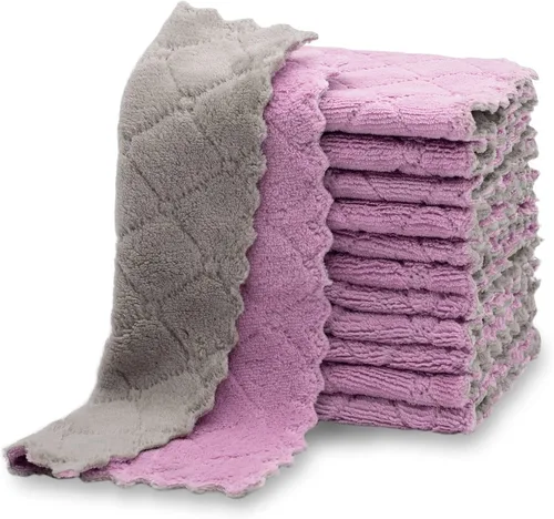 Miniatura 9 de kimteny Paquete de 12 Paños de Cocina para Platos, Paños de Cocina Premium, Paños de Cocina de Terciopelo Coral Superabsorbentes, Antiadherentes al