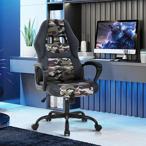 Miniatura 9 de Silla de juegos Silla de computadora de piel sintética con soporte lumbar Sillas de juego de altura ajustable Sillas de escritorio ergonómicas