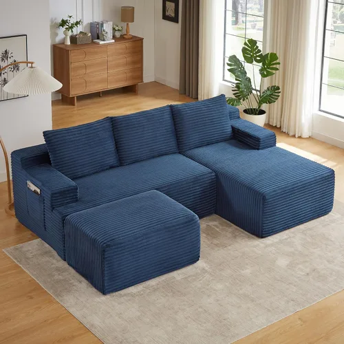 Miniatura 19 de Sofá modular Cloud de 107 pulgadas, sofá modular en forma de L con diván de gran tamaño orientado hacia la izquierda, sofá de pana de asiento