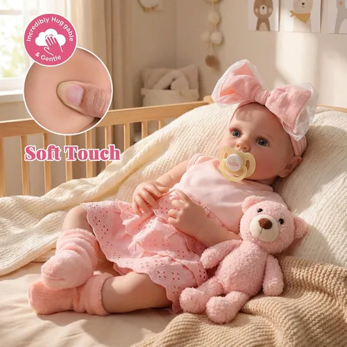 Miniatura 3 de BABESIDE Muñecas de bebé Reborn – Muñeca realista de cuerpo suave de 17 pulgadas para niña despierta, muñeca de bebé de la vida real con caja