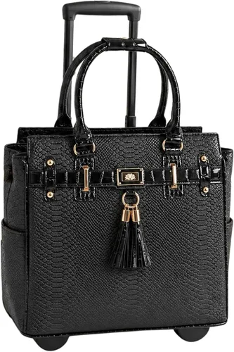 Miniatura 10 de JKM & Company Bolsa con ruedas para laptop para mujer, maletín con ruedas de diseño, se adapta a portátiles de 13 a 17 pulgadas, estuche para Marrón