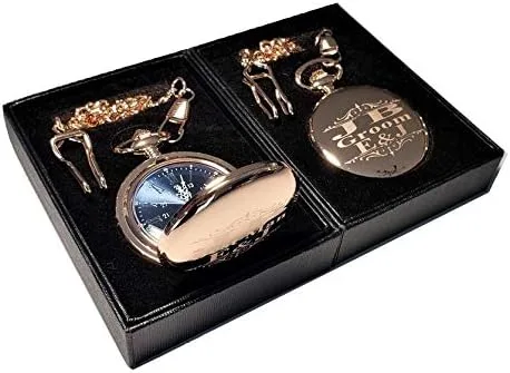 Miniatura 7 de 1 reloj de bolsillo personalizado, regalo grabado de estilo vintage. Caja incluida, cadena de acero inoxidable y grabado incluidos, padrinos