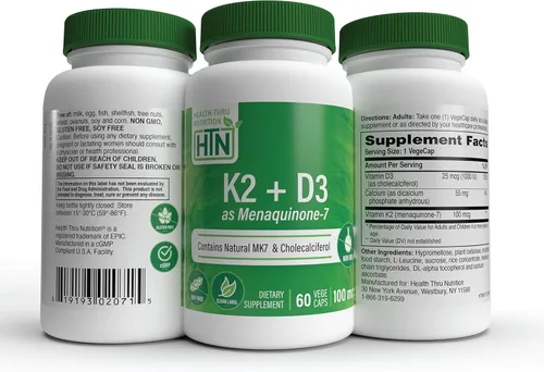 Miniatura 5 de Advanced K2 (MenaQ7) (100mcg) con vitamina D3 (1000 UI) 60 VegeCaps – El único K2 clínicamente validado y patentado en el mercado hoy más 1000 UI