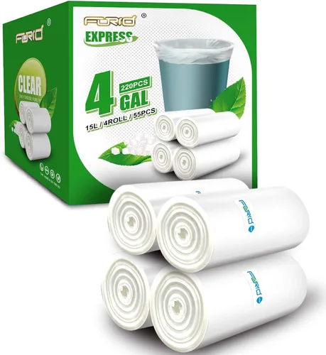 Miniatura 16 de FORID Bolsas de basura transparentes, bolsas de basura de 8 galones, bolsas de basura de plástico para basura, 110 unidades, para baño, dormitorio
