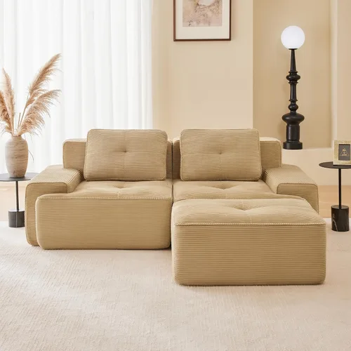 Miniatura 95 de Sofás modulares sin hueso de 152.8 pulgadas para sala de estar, sofá modular con diván en forma de L, cómodo asiento profundo tapizado de tela