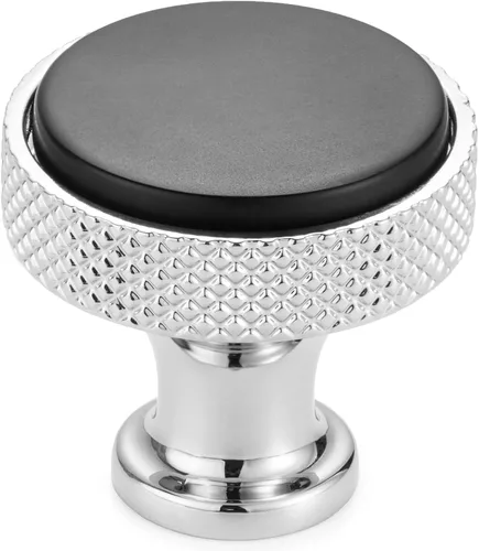 Miniatura 29 de Koofizo - Paquete de 10 tiradores de gabinete estriados para armario, manija negra para muebles (1.1 pulgadas/28 mm), herrajes sólidos K22