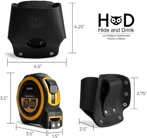 Miniatura 4 de Hide & Drink, Soporte grande para cinta métrica, funda para herramientas con trabilla para cinturón fácil para manitas, carpinteros, electricistas