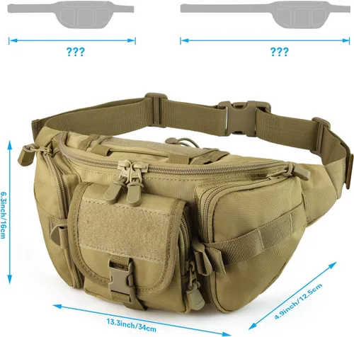 Miniatura 3 de FRTKK - Riñonera táctica militar con parche de la bandera de EE. UU., bolsa de cintura de utilidad con correa ajustable para actividades al aire