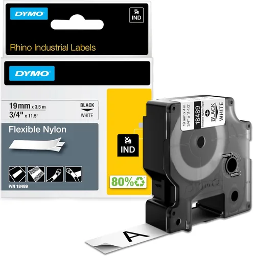 Miniatura 7 de Cinta de nailon térmica adhesiva de 1/2 pulgadas para etiquetadoras DYMO RhinoPRO, Negro y amarillo