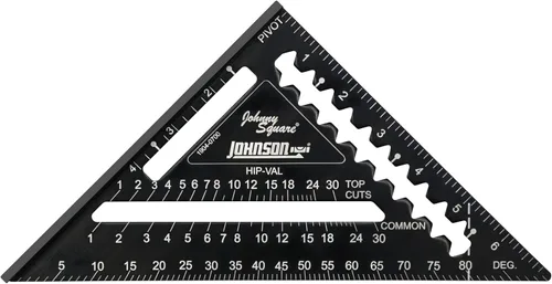 Miniatura 11 de Johnson Level & Tool 1904-0700V 7-1/4 pulgadas Johnny Square® MACH-1™ Smart Mark™ Rafter Square con vial nivel, negro
