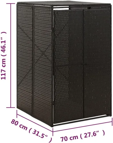 Miniatura 7 de Cobertizo de basura individual para exteriores, cubo de basura de polietileno para jardín, patio, patio trasero, basurero al aire libre, color Negro