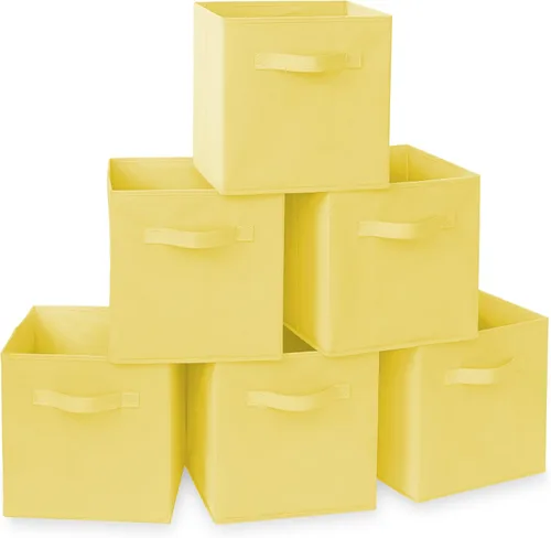 Miniatura 25 de Casafield juego de 6 cubos de almacenamiento plegables de tela, canastas de tela plegables de 11 pulgadas, para estantes, cubos organizadores