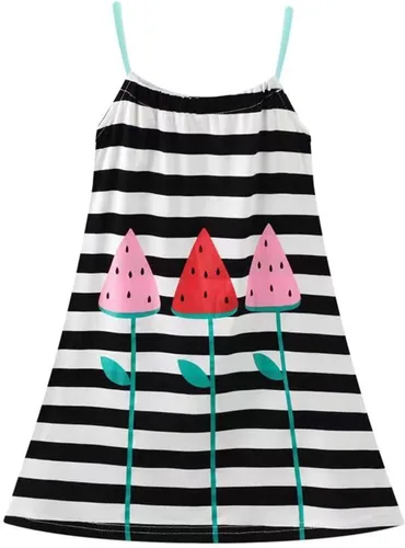 Miniatura 4 de HILEELANG Vestido de verano para niña, sin mangas, de algodón, casual, con tirantes delgados, camiseta de jersey, vestido de playa fresco