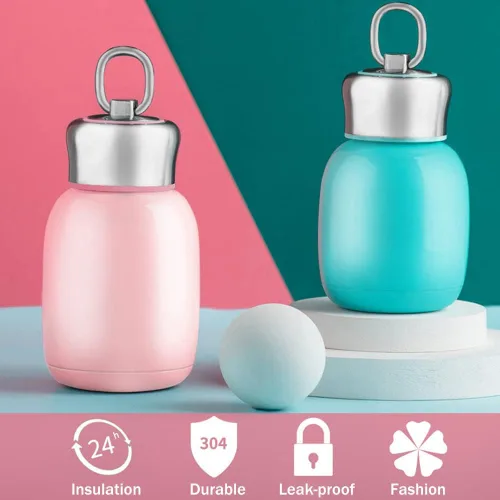 Miniatura 2 de Gets Mini botella de agua de acero inoxidable de 7 onzas, portátil pequeña botella de agua deportiva aislada al vacío, a prueba de fugas, vaso