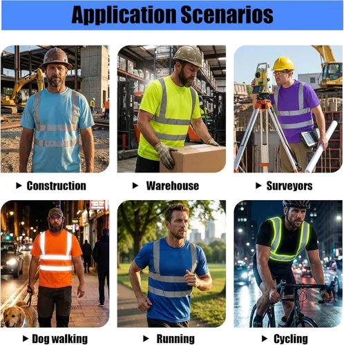 Miniatura 6 de HYCOPROT Hi Vis - Camisas de seguridad de manga corta para hombres y mujeres, camiseta reflectante de alta visibilidad para hombres y mujeres