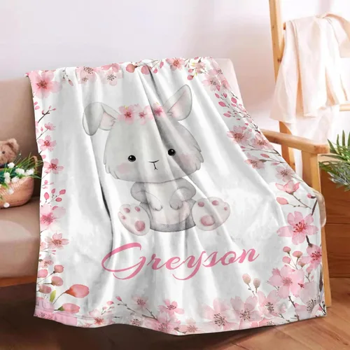 Miniatura 39 de Manta de bebé personalizada para niñas y niños pequeños, recién nacidos, regalos personalizados de vaca floral con nombre y texto, 40 x 30 pulgadas