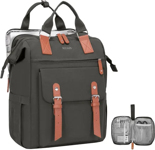 Miniatura 7 de LOVEVOOK - Mochila para laptop de mujer, bolsa de trabajo, viaje, computadora, mochila para maestra o enfermera, bolsa para libros, beige verde