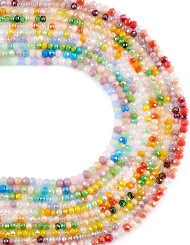 Miniatura 33 de Elecrelive 660 piezas Cuentas de Cristal Briolette de 4mm Cuentas de Vidrio Rondelle Color AB Cuentas de Vidrio Facetadas Sueltas para Bisutería
