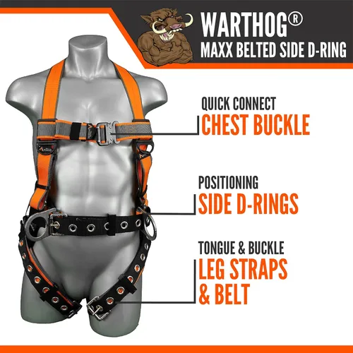 Miniatura 3 de Malta Dynamics Warthog MAXX - Arnés de seguridad para protección contra caídas con cinturón de seguridad extraíble, arnés de cuerpo completo