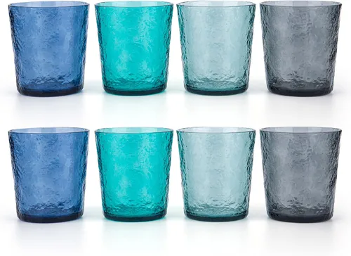 KX-WARE Vasos de plástico de acrílico de 12 onzas, juego de 8 unidades, multicolor Varios colores