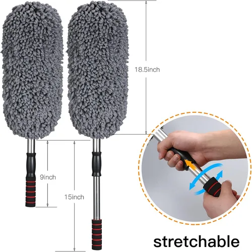 Miniatura 2 de IPELY Paquete de 3 plumeros grandes de microfibra para el exterior del automóvil, sin arañazos con extensible, limpiador de polvo multiusos