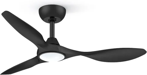 Roomratv - Ventiladores de techo de 42 pulgadas negros con luces, control remoto, motor CC reversible, regulables, 6 velocidades, ultra silencioso,