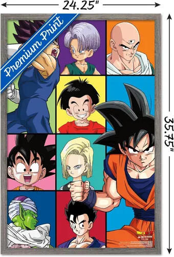 Miniatura 3 de Trends International Dragon Ball Z - Póster de pared con cuadrícula, 22.375 x 34 pulgadas, versión enmarcada de madera de granero