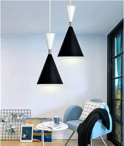 Miniatura 3 de Lámpara colgante moderna con forma de reloj de arena, lámpara colgante de pantalla de metal negro, lámpara industrial única para bar, entrada