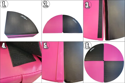 Miniatura 4 de Cojín circular plegable de 5 pies de ancho para ejercicio y bastón de baile. Alfombrilla de seguridad de espuma EPE reticulada portátil con cubierta