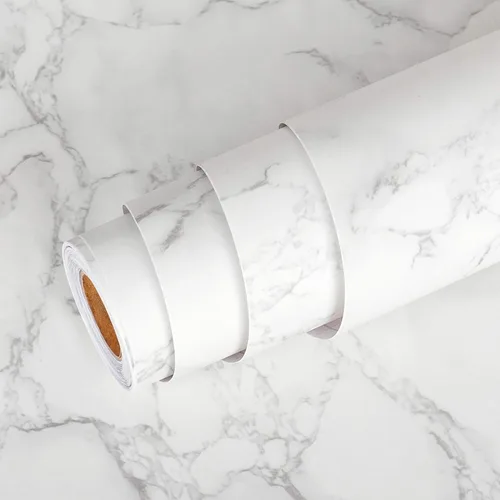 Miniatura 6 de Livelynine Papel adhesivo de mármol blanco para encimeras, papel tapiz autoadhesivo para encimeras, papel tapiz autoadhesivo impermeable, cubiertas